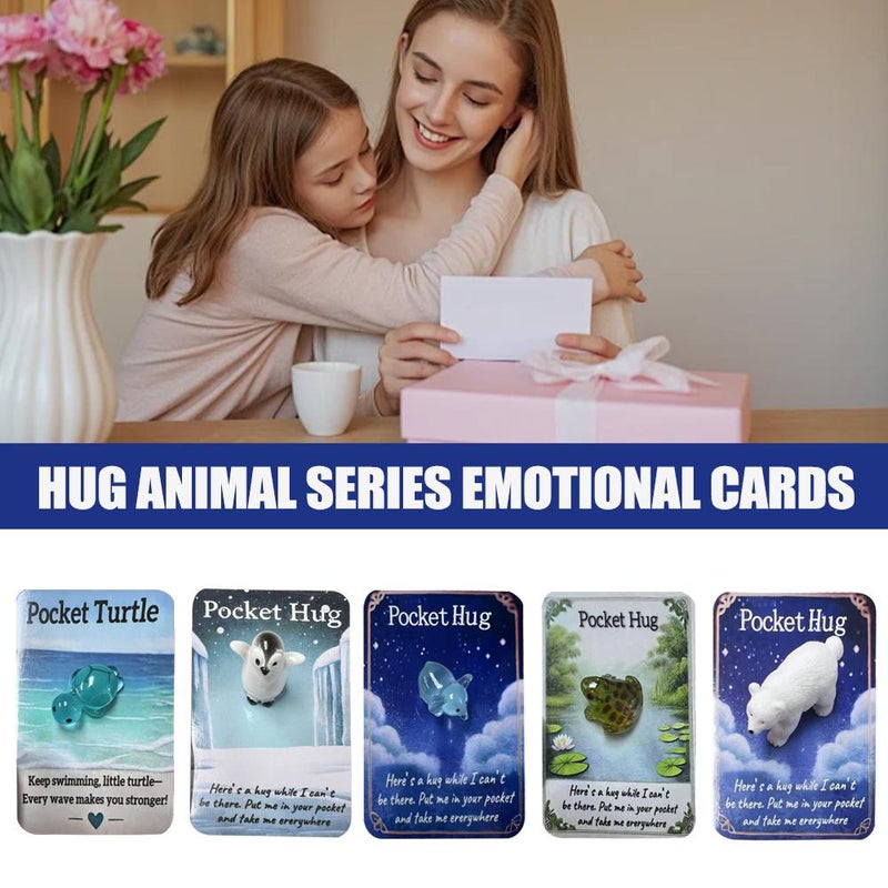 Animal Pocket Hug Gifts, 2025New Resin Animals Card with Mini Pocket Hug Greeting Cards, Cute Bulk Little Emotional Support Preschool Classroom Presents for Kids Adults (Polar bear 1pcs) - Image 3